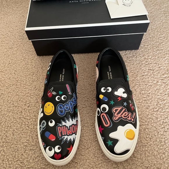 ANYA HINDMARCH SkateB Sticker Slip-On SneakerSize 37(US7) $795